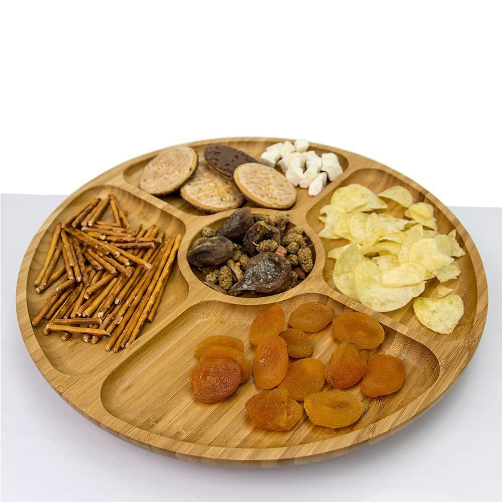 BAMBU YUVARLAK SUNUM-SERVİS TABAĞI 5 BÖLMELI