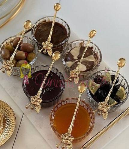 6 Kişilik Lüx Çay Kaşığı Gold / Gümüş Japon Gülü