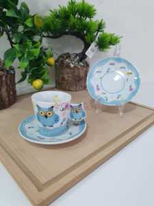 6'LI FİNCAN TAKIMI BAYKUŞ DESENLİ
