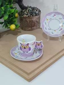 6'LI FİNCAN TAKIMI BAYKUŞ DESENLİ