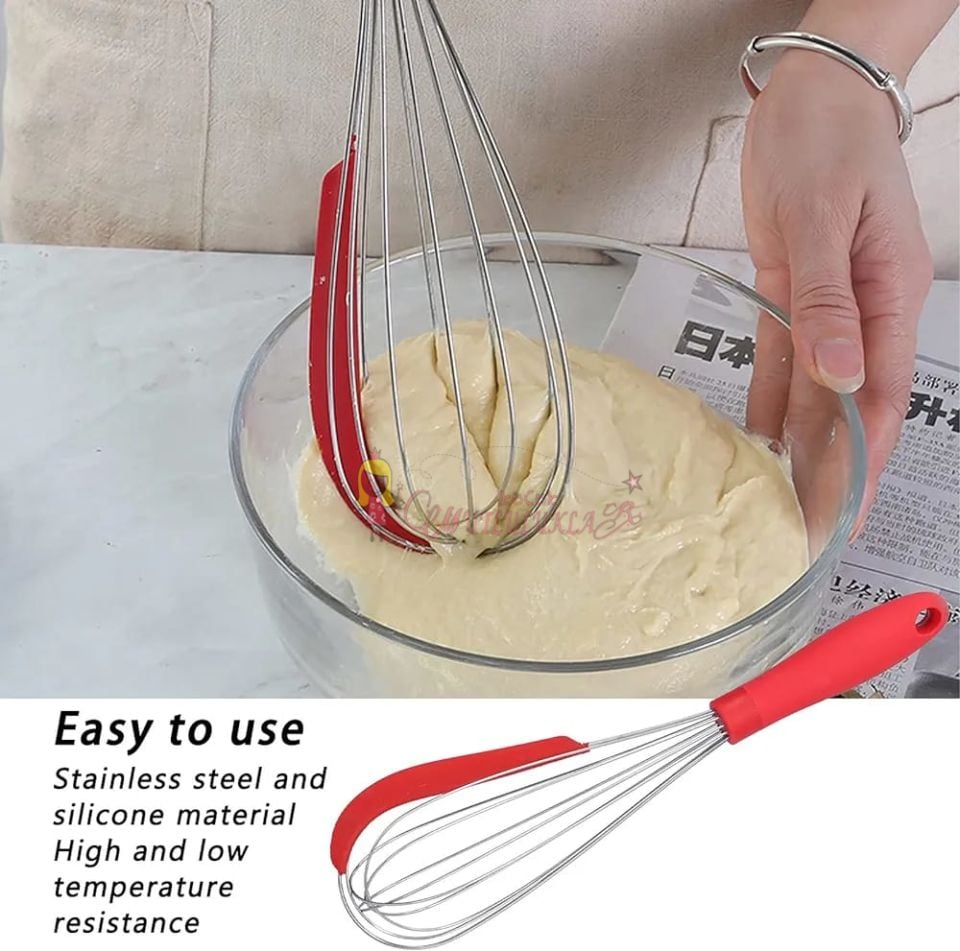Çelik Silikon Sıyırmalı Çırpıcı 30 cm