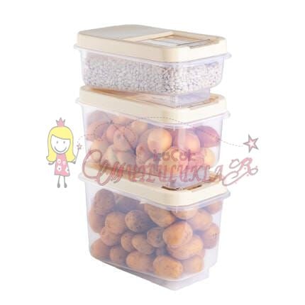 Soft Chef Multi Box 5+7,5+10 Lt 3lü Saklama Kabı Krem /Antrasit