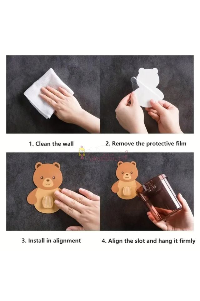 Ayı Figürlü Diş Fırçalık Organizer Ve Askılık Ayıcık Diş Fırçalığı 2'Li
