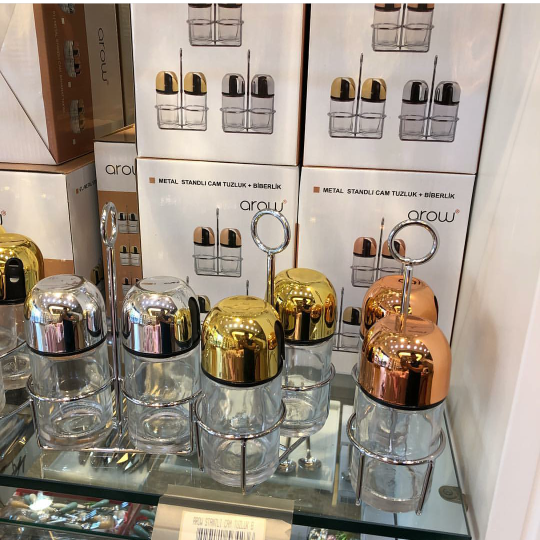 2Lİ STANDLI TUZLUK - BİBERLİK GOLD - ROSE - GUMUS - BRONZ