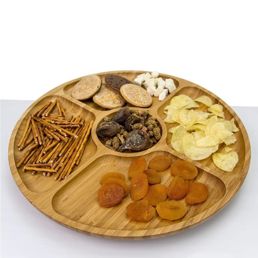 BAMBU YUVARLAK SUNUM-SERVİS TABAĞI 5 BÖLMELI