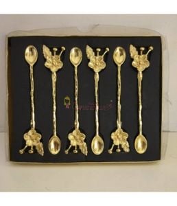 6 Kişilik Lüx Çay Kaşığı Gold / Gümüş Japon Gülü 